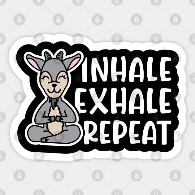 Inhale Exhale Repeat Gas Goat Yoga Fitness Funny Sticker by GlimmerDesigns